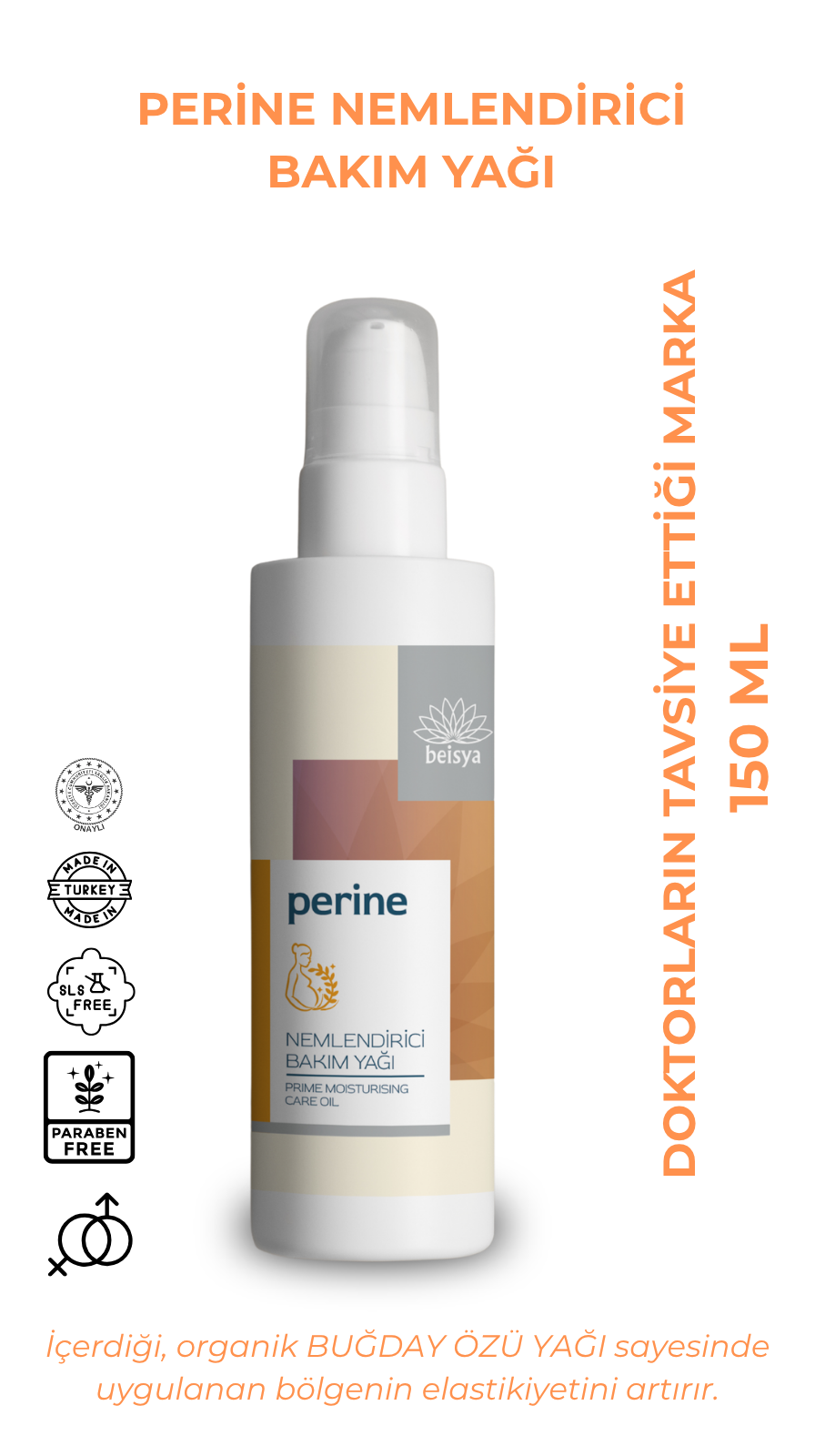 Beisya Perine Nemlendirici Bakım Yağı 150 ml